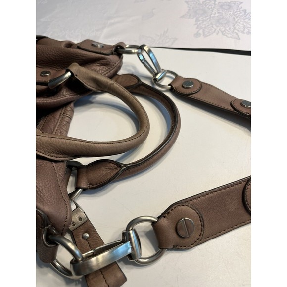 B. Makowsky Large Brown Leather Hobo Satchel Handbag Purse with Dust Cover EUC - Picture 12 of 16